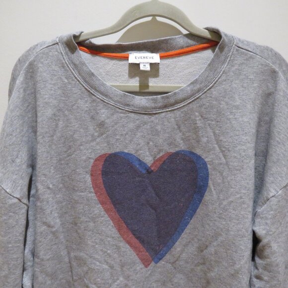 EVEREVE Heart Sweatshirt Sweater in Grey Blue Casual Lounge Comfy Oversized XL - Picture 4 of 11